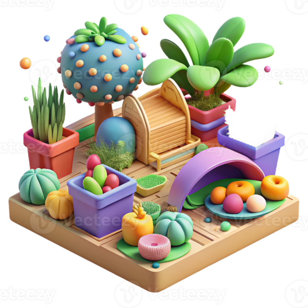 impressive contemporary Community Garden Fresh Produce Vibrant Colors Cutout professional png