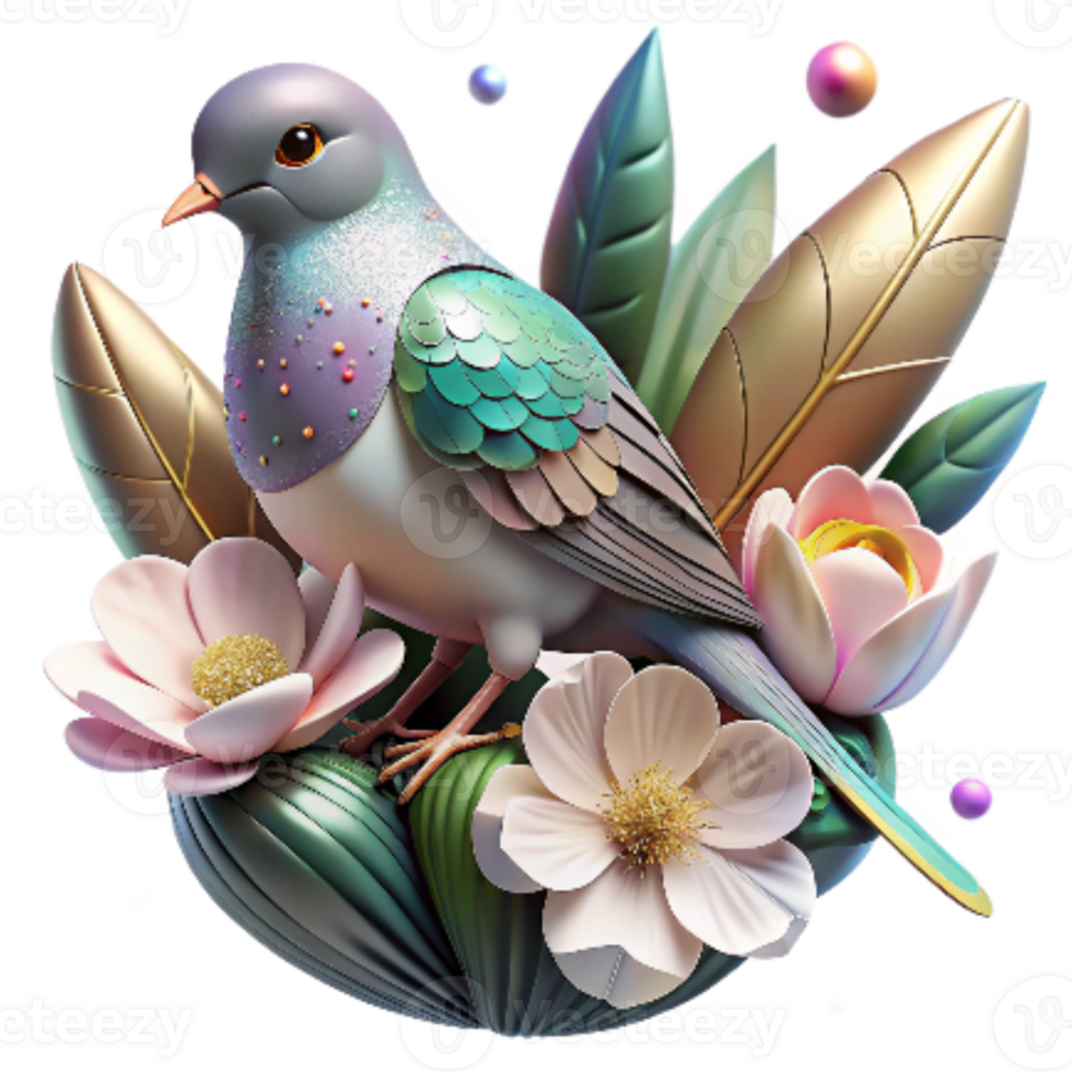 wonderful minimalist Bird Perched on Flower Stem Delicate Pose Transparent Cutout authentic png