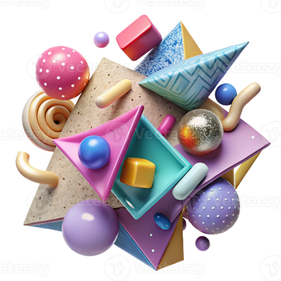 impressive modern Geometric Shapes Colorful Arrangement Transparent high quality png