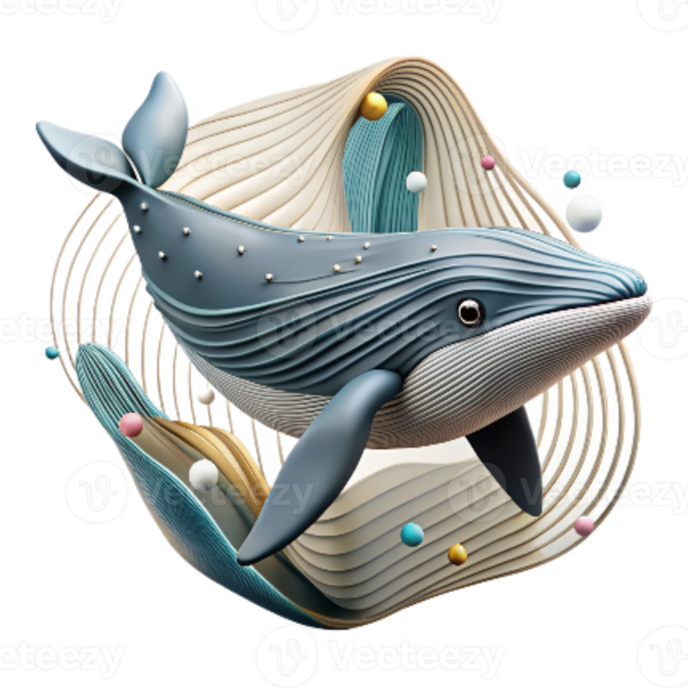 serene vintage Fin Whale Diving with Sonar Interference Lines Isolated authentic png