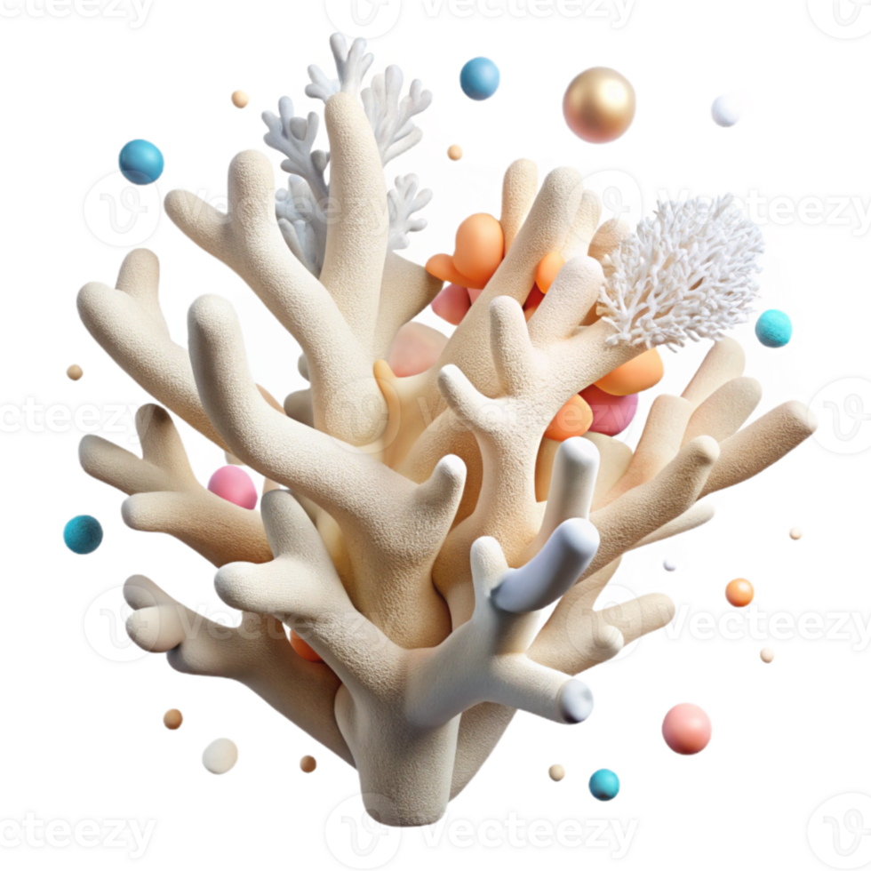 elegant artistic Dried Coral Branch Cutout with Bleached White exclusive png