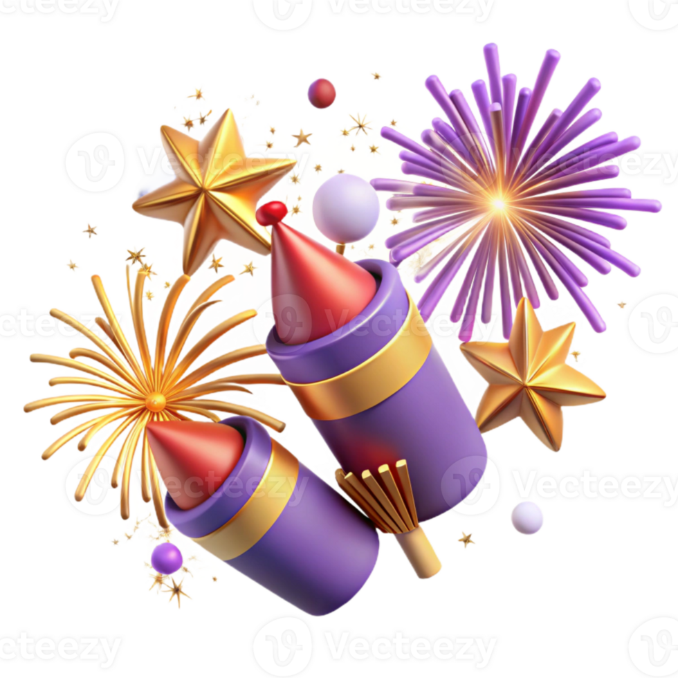 dramatic artistic Diwali Fireworks Bursting in Night Sky Isolated authentic png