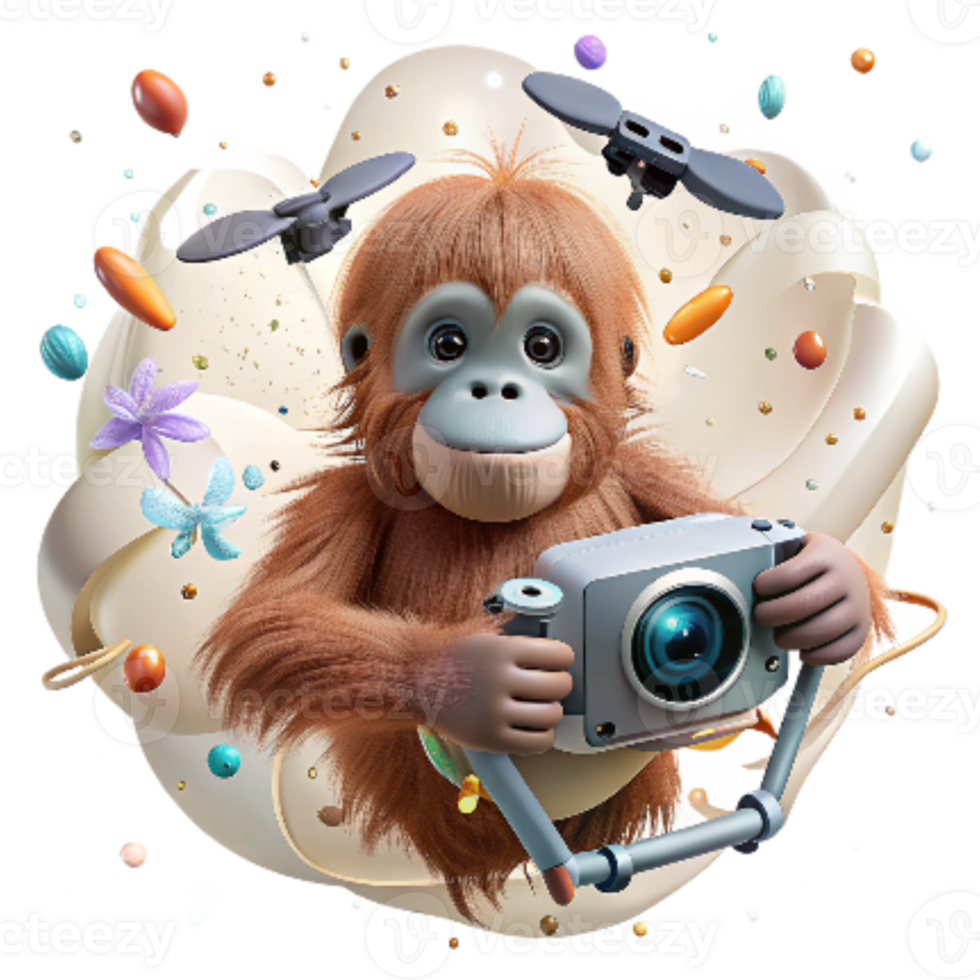 wonderful traditional Drone Photographing Orangutan Infant Isolated professional png