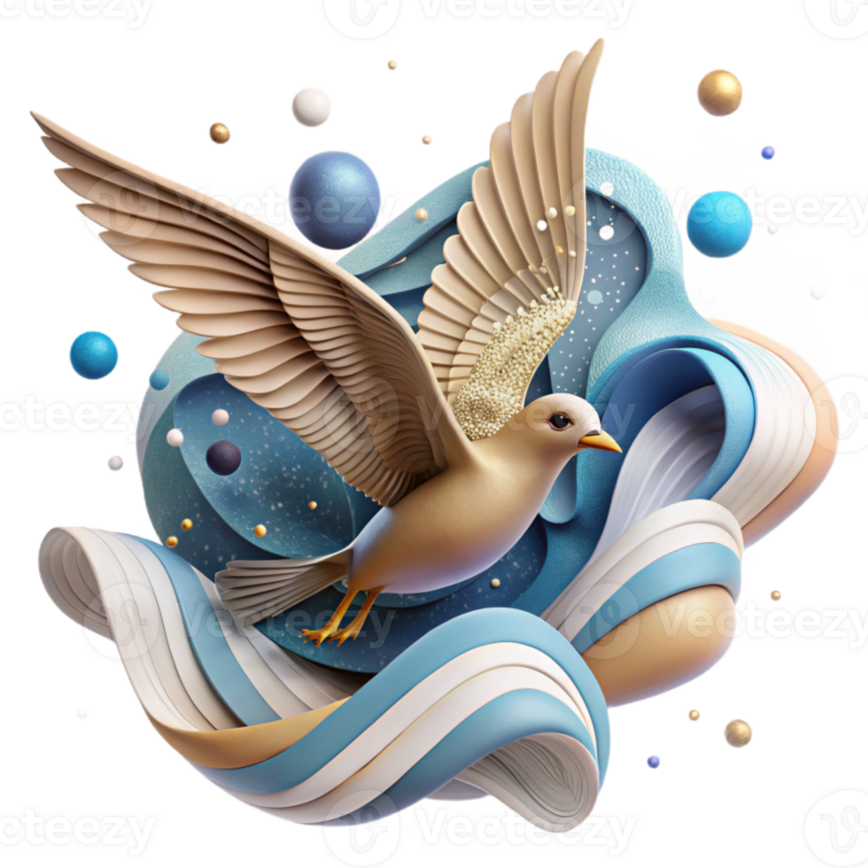 extraordinary creative Bird in Flight with Clouds Isolated Element genuine png