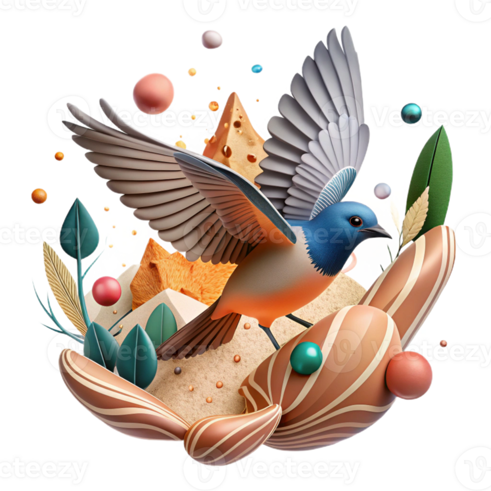dramatic minimalist Bird in Flight Over Rewilded Landscape Isolated premium png