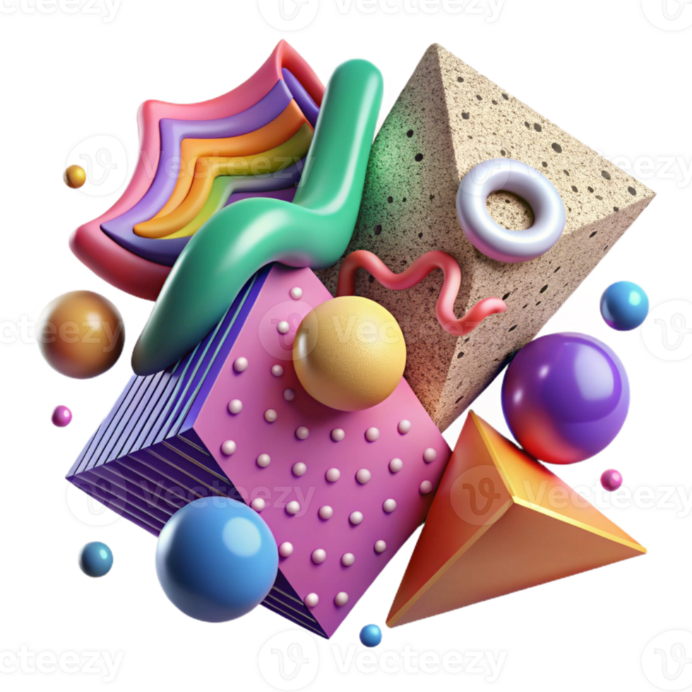 impressive creative Geometric Shapes Vibrant Color Isolated Element premium png