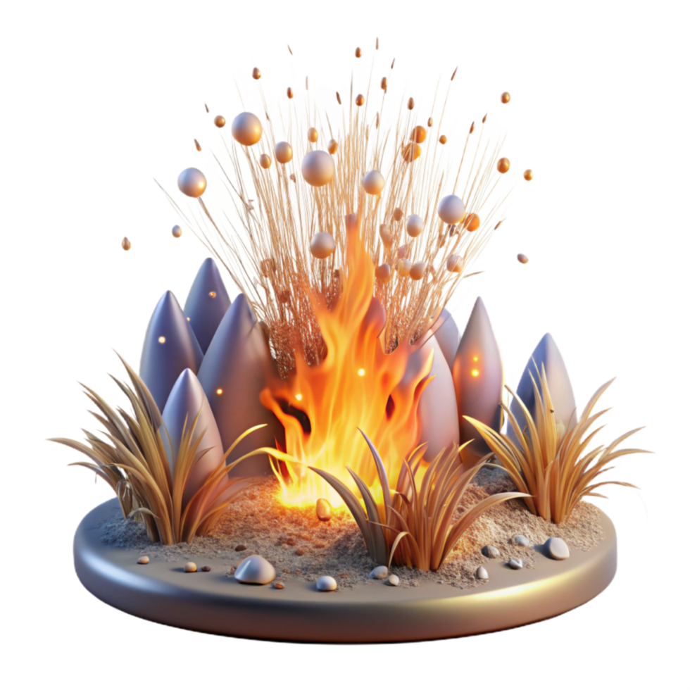 wonderful classic Cogongrass Burning in Field Dramatic Lighting Transparent Background premium png