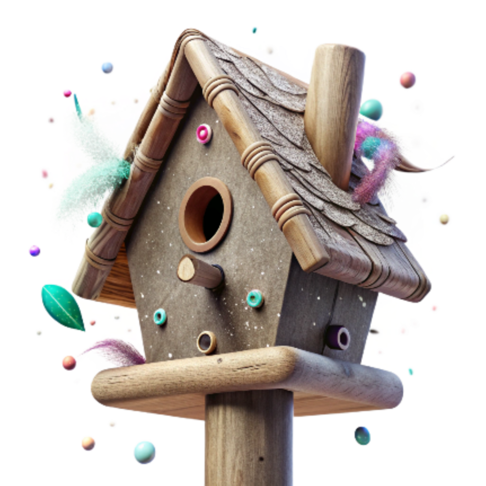 elegant contemporary Birdhouse on Pole Rustic Design Isolated exclusive png