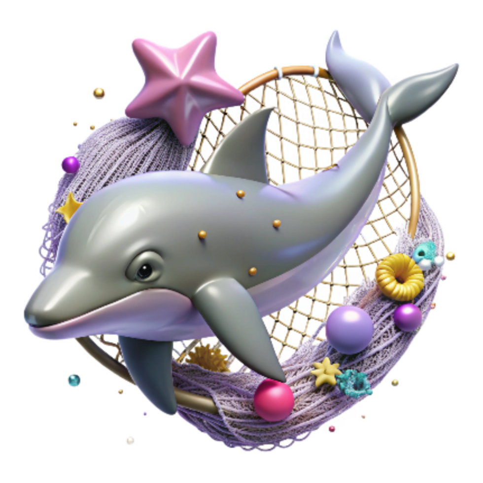 extraordinary modern Dolphin Caught in Net Cutout Underwater View professional png