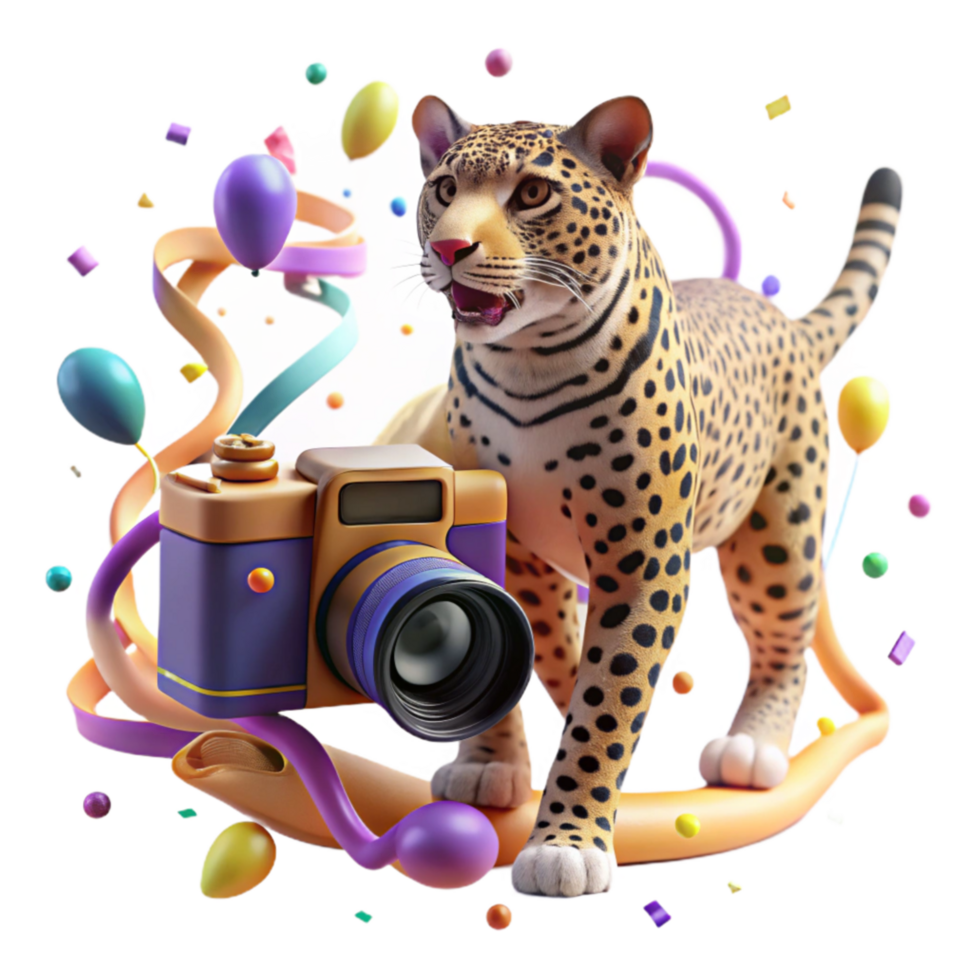 extraordinary artistic Ai Driven Camera Observing Leopard Isolated genuine png