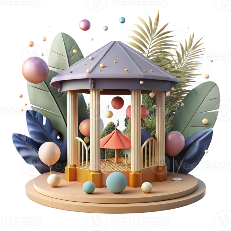 impressive traditional Gazebo Cutout with Garden Setting png