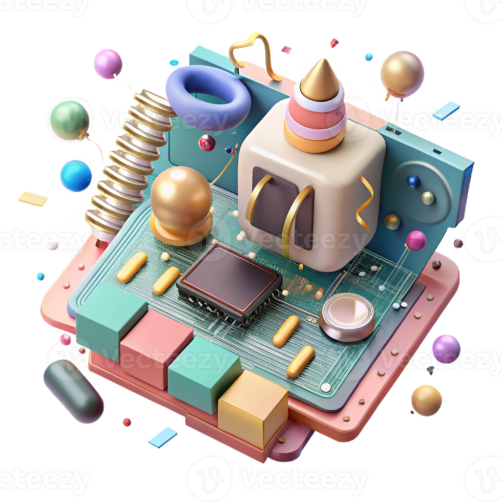 impressive creative Circuit Board Components Electronic Parts Transparent Background high resolution png