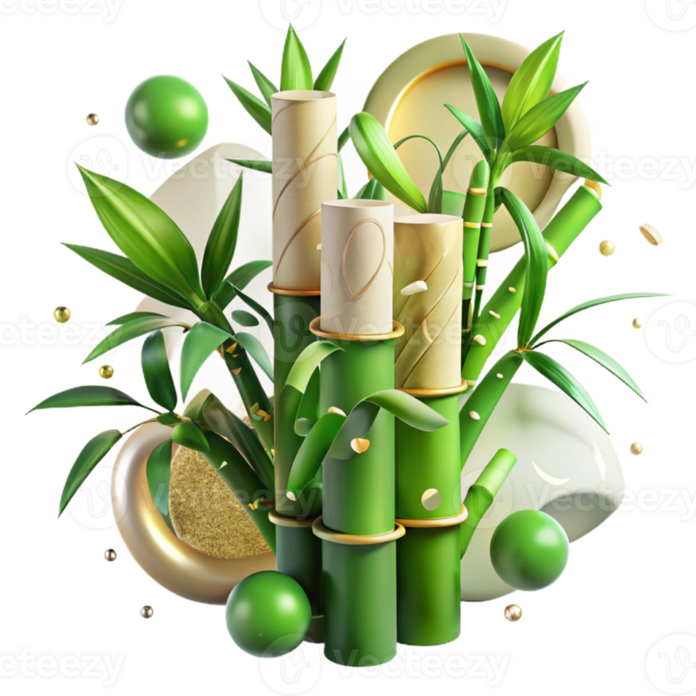 elegant vintage Bamboo Plant Lush Green Foliage Transparent Background png