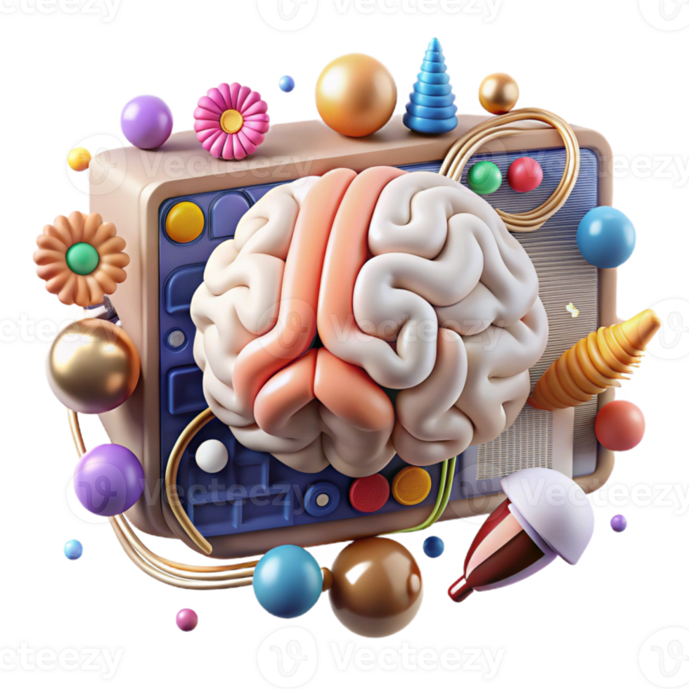 serene modern Brain Computer Interface Diagram Isolated Element exclusive png