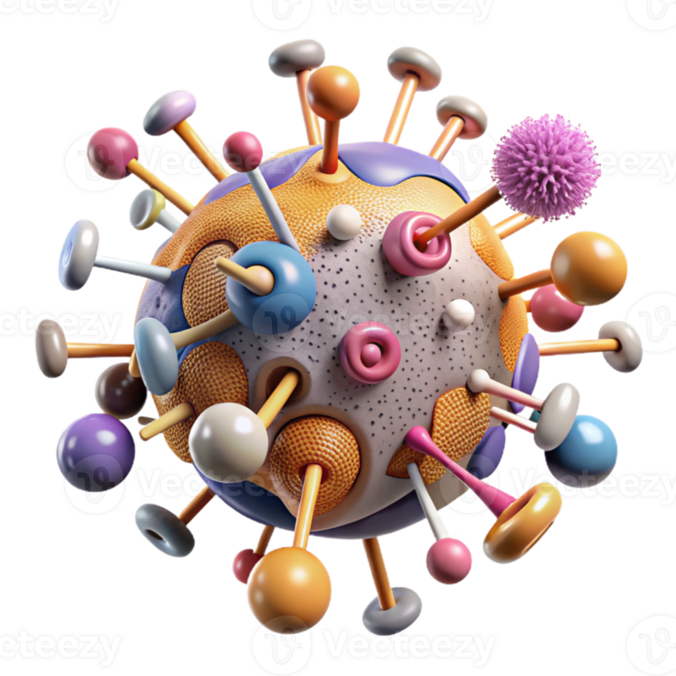 dramatic abstract Detailed Virus Structure Diagram Cutout detailed png