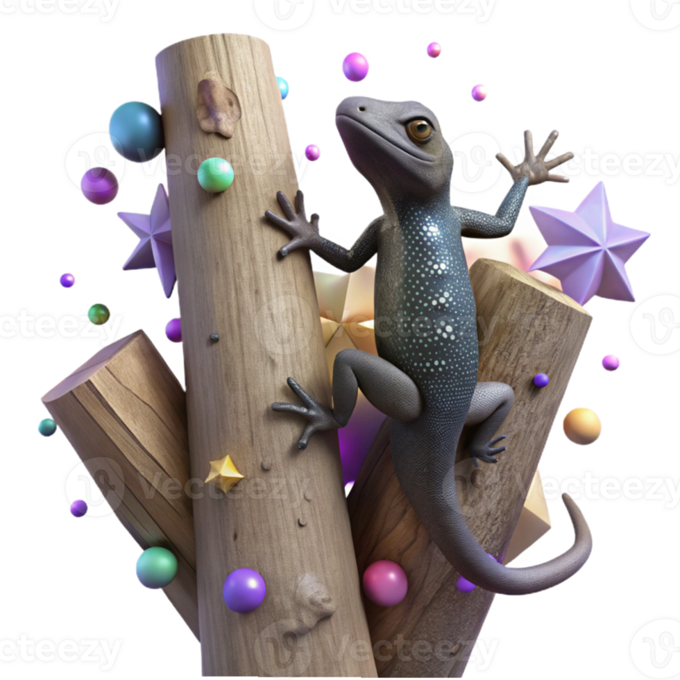 serene rustic Burnt Tree Trunk Lizard Silhouette Climbing Transparent Background detailed png