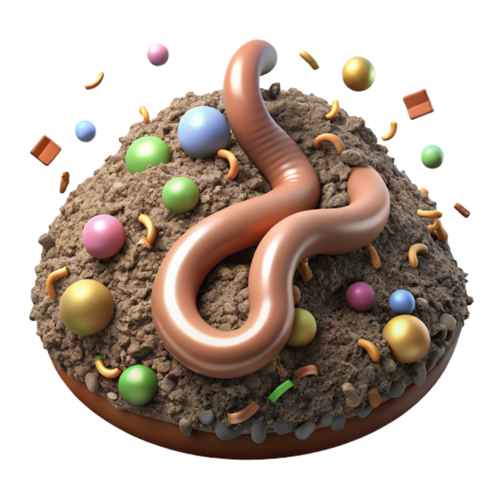 impressive vintage Closeup of Earthworm in Compost Pile Cutout premium png