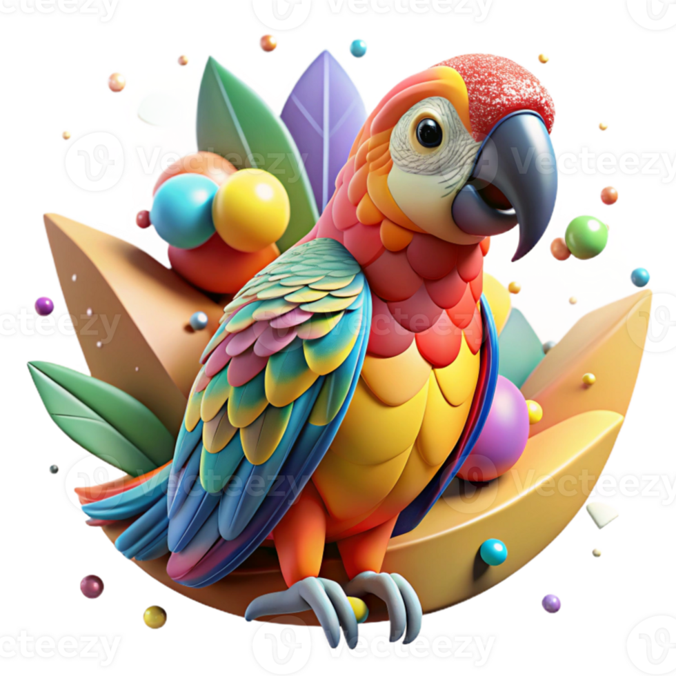 vibrant artistic Colorful Parrot in Zoo Aviary Cutout Transparent Background exclusive png