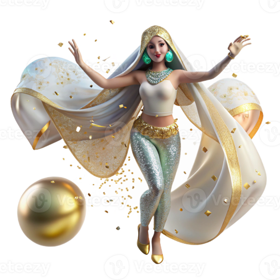 serene abstract Belly Dancer Flowing Veil Transparent Background Shimmering Fabric exclusive png