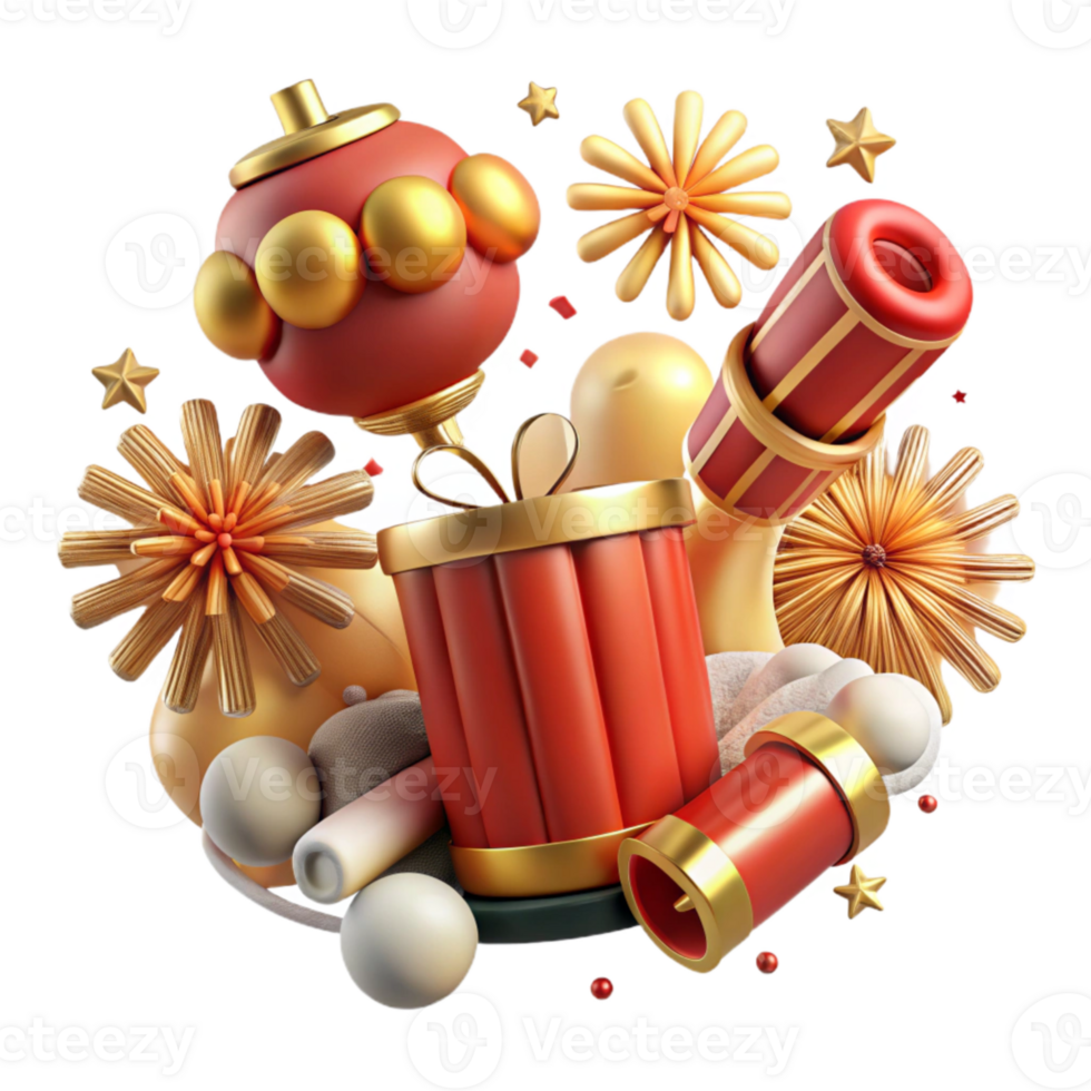 elegant artistic Chinese New Year Firecrackers Exploding Sparks high resolution png