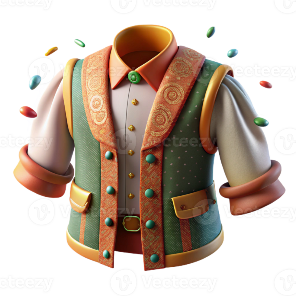 beautiful rustic Danish Folk Costume with Embroidered Vest Transparent Background genuine png