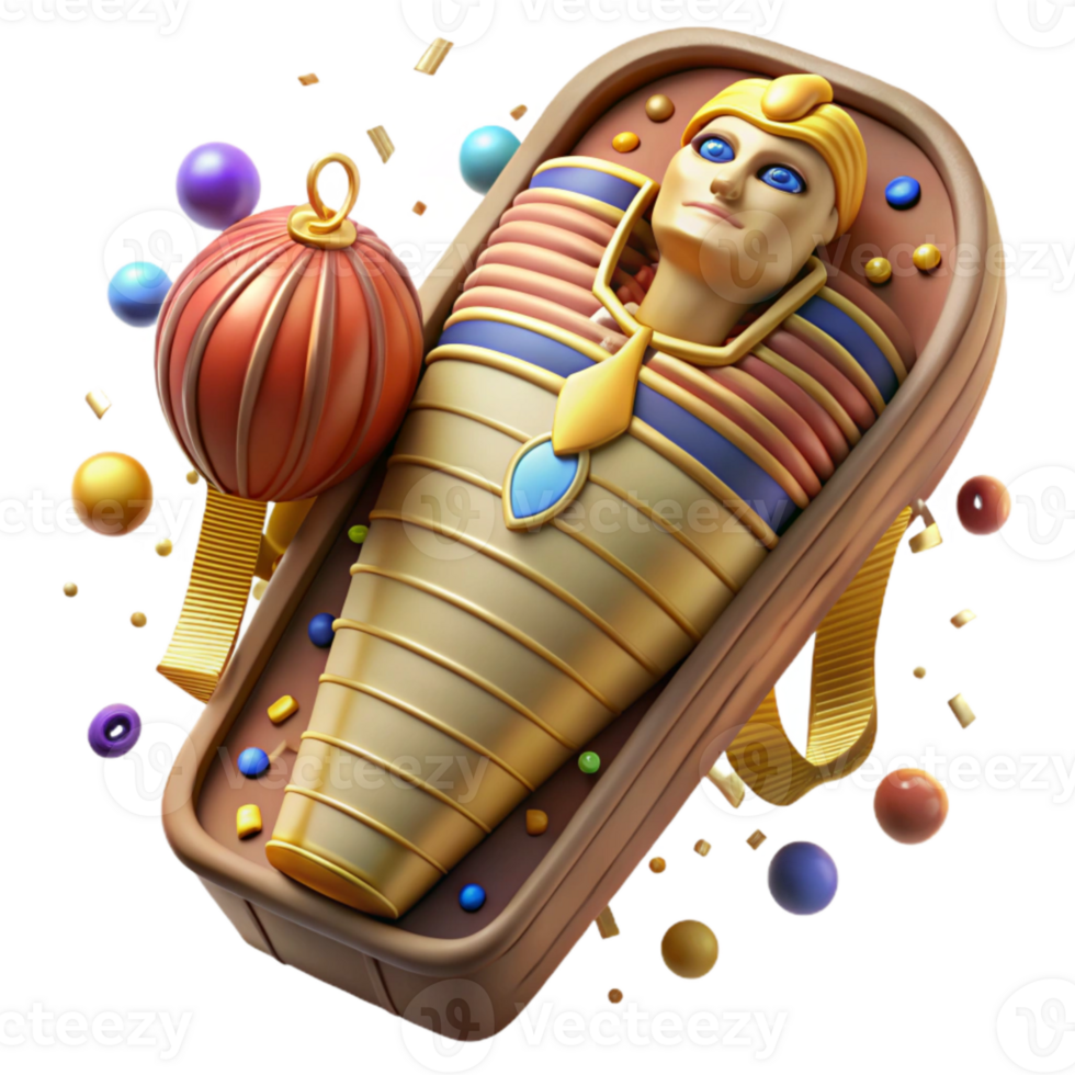 impressive contemporary Egyptian Mummy Case Painted Decoration Cutout genuine png
