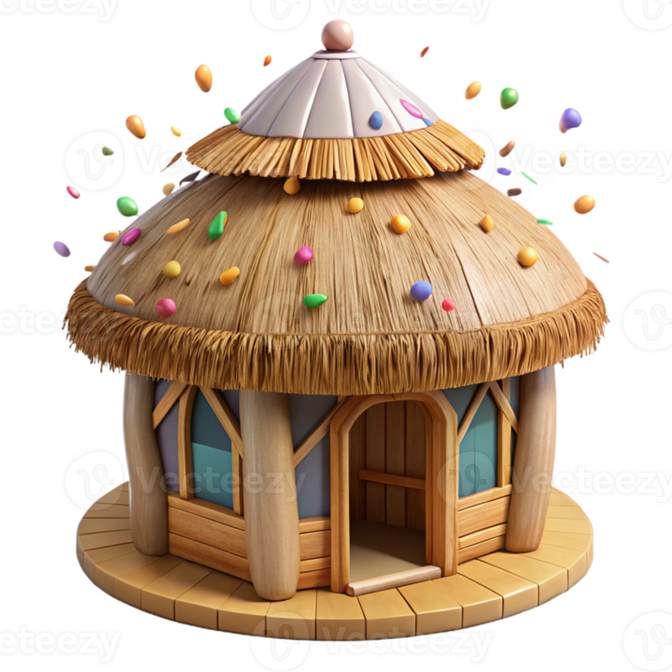 stunning modern African Hut with Thatched Roof Transparent Background detailed png