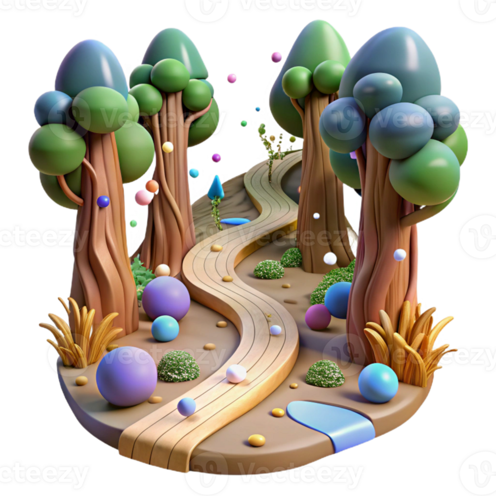 stunning rustic Forest Path with Stream Transparent Background genuine png