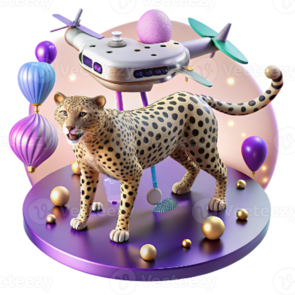 magnificent abstract Drone Observing Persian Leopard Isolated authentic png