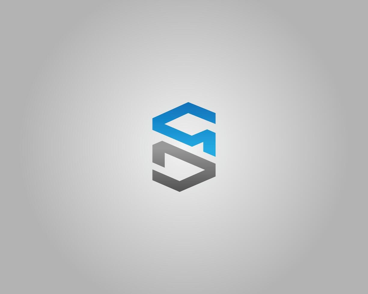 SM or MS Abstract Logo Design Icon Minimal Template. vector