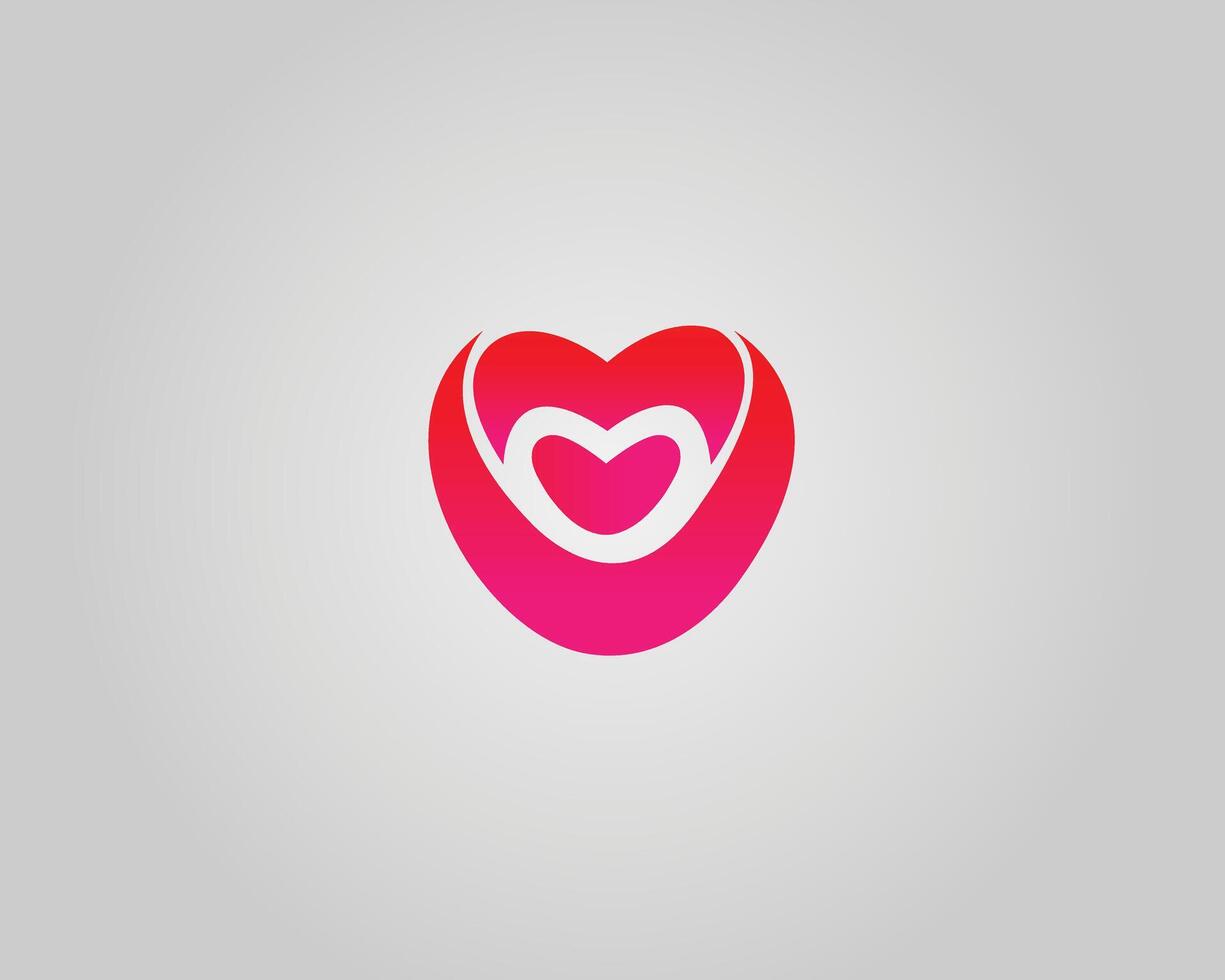 Letter M with Pink Heart for Romantic Concepts Logo Design Elegant Modern Template. vector