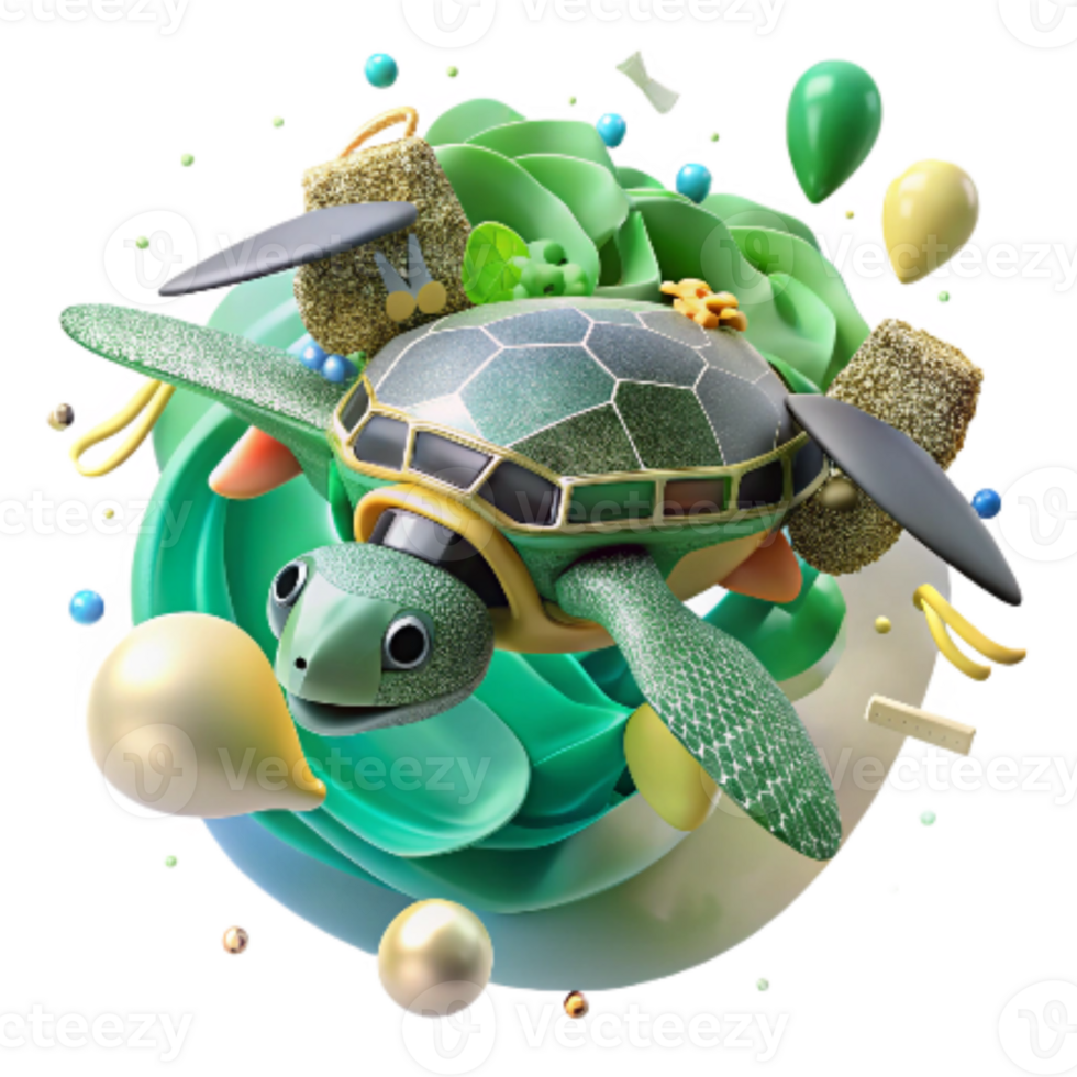 impressive artistic Drone Capturing Green Sea Turtle Nest Transparent Background authentic png
