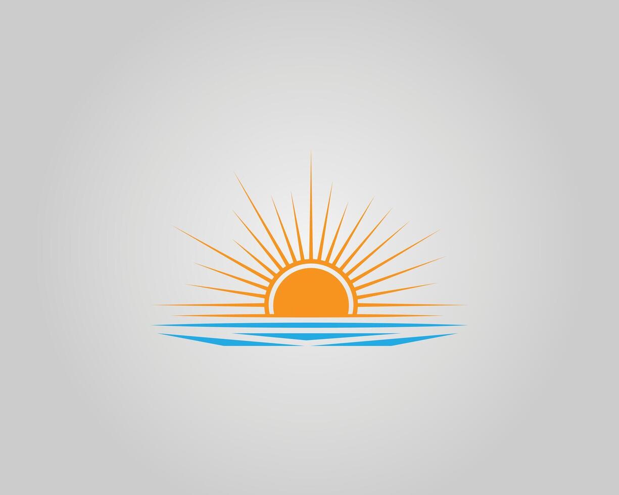 Sunrise over the Ocean Logo Design Creative Modern Template. vector