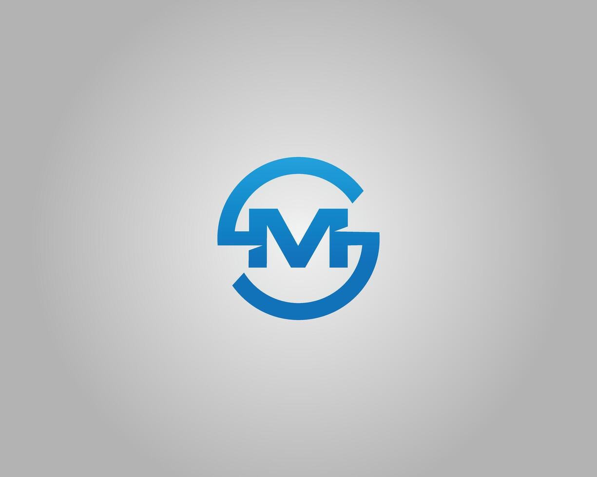MS or SM Lettermark in Blue Circle Logo Design vector
