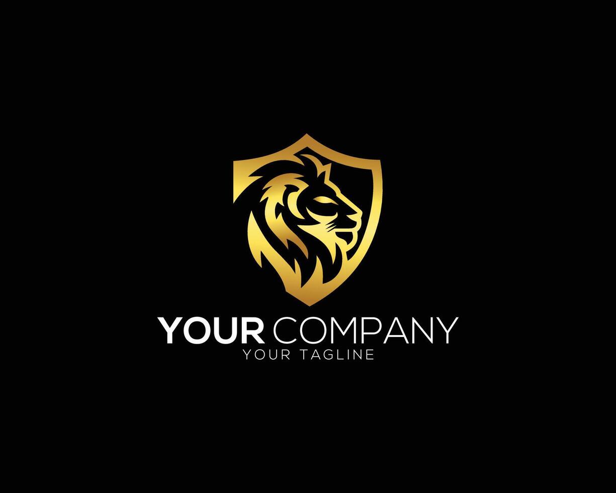 Lion Shield Logo Design Template vector