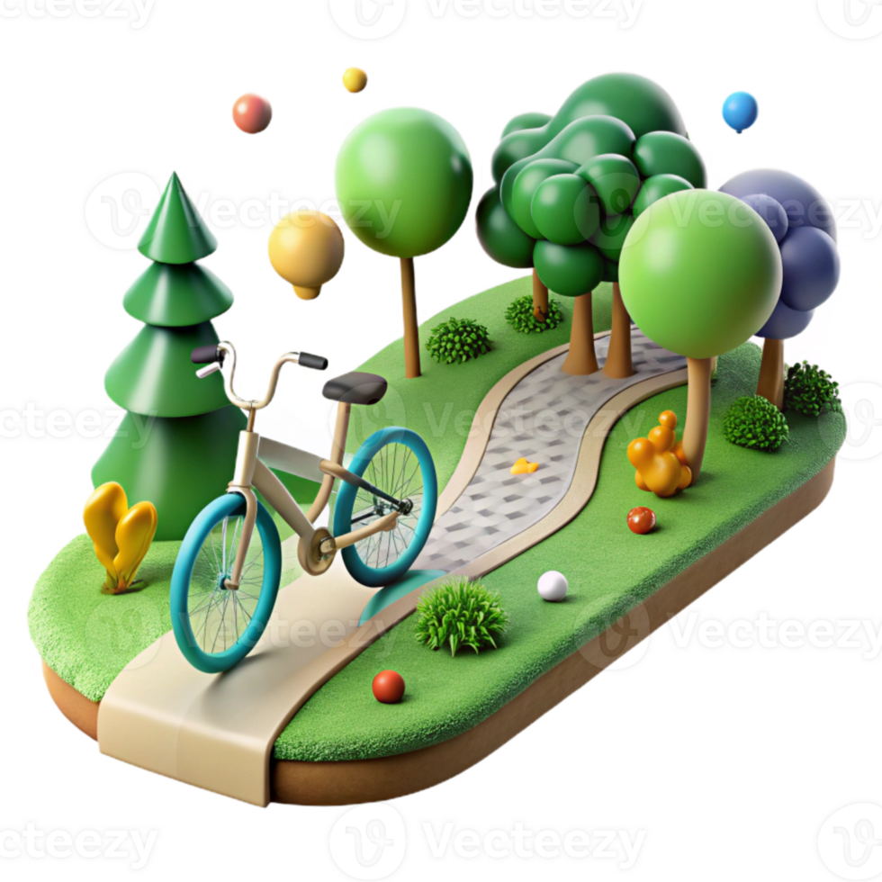 serene creative Bicycle Path Through Green Park Isolated detailed png