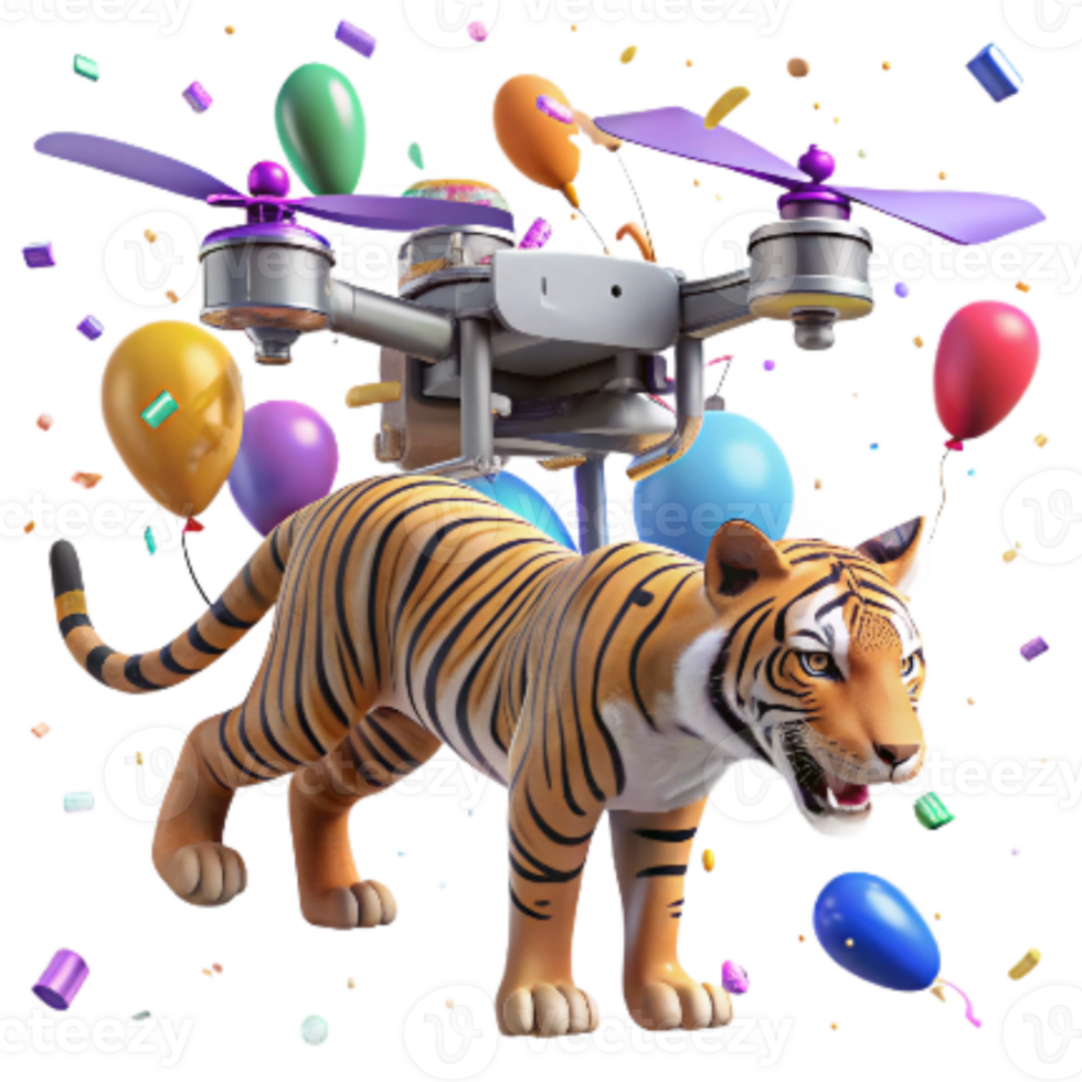 magnificent creative Drone Photographing Sumatran Tiger Isolated exclusive png