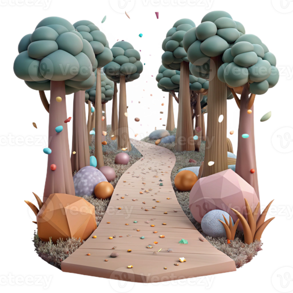 serene artistic Forest Path at Dawn Transparent Background premium png