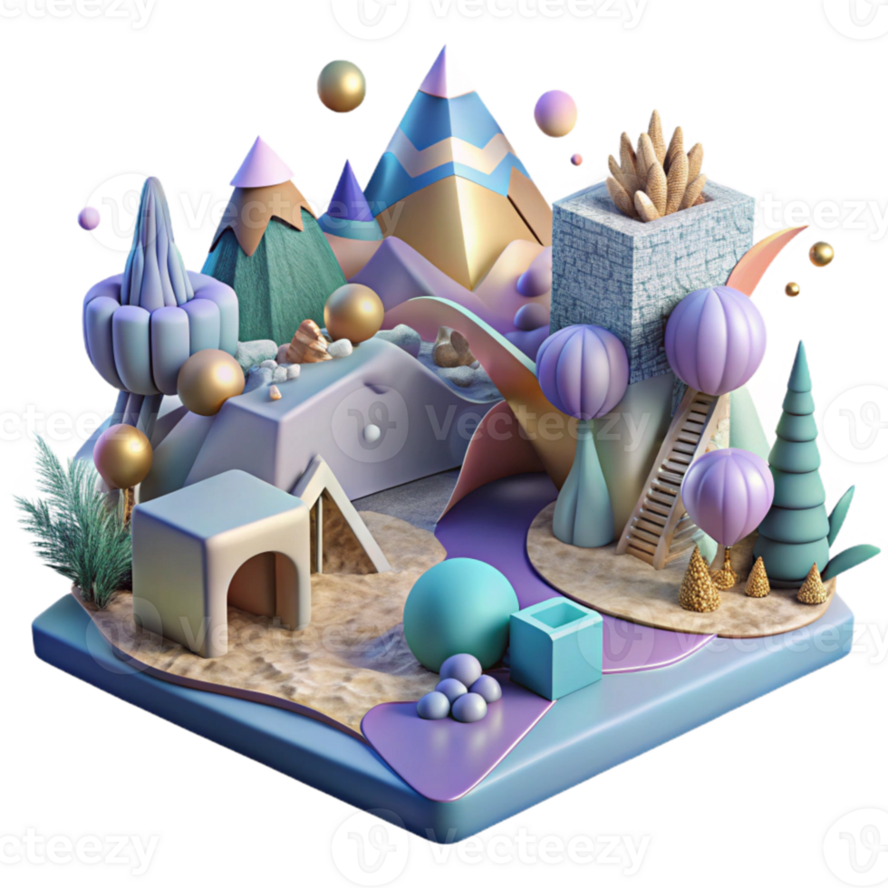elegant artistic Fragmented Landscapes and Wildlife Connectivity Isolated Cool Colors genuine png