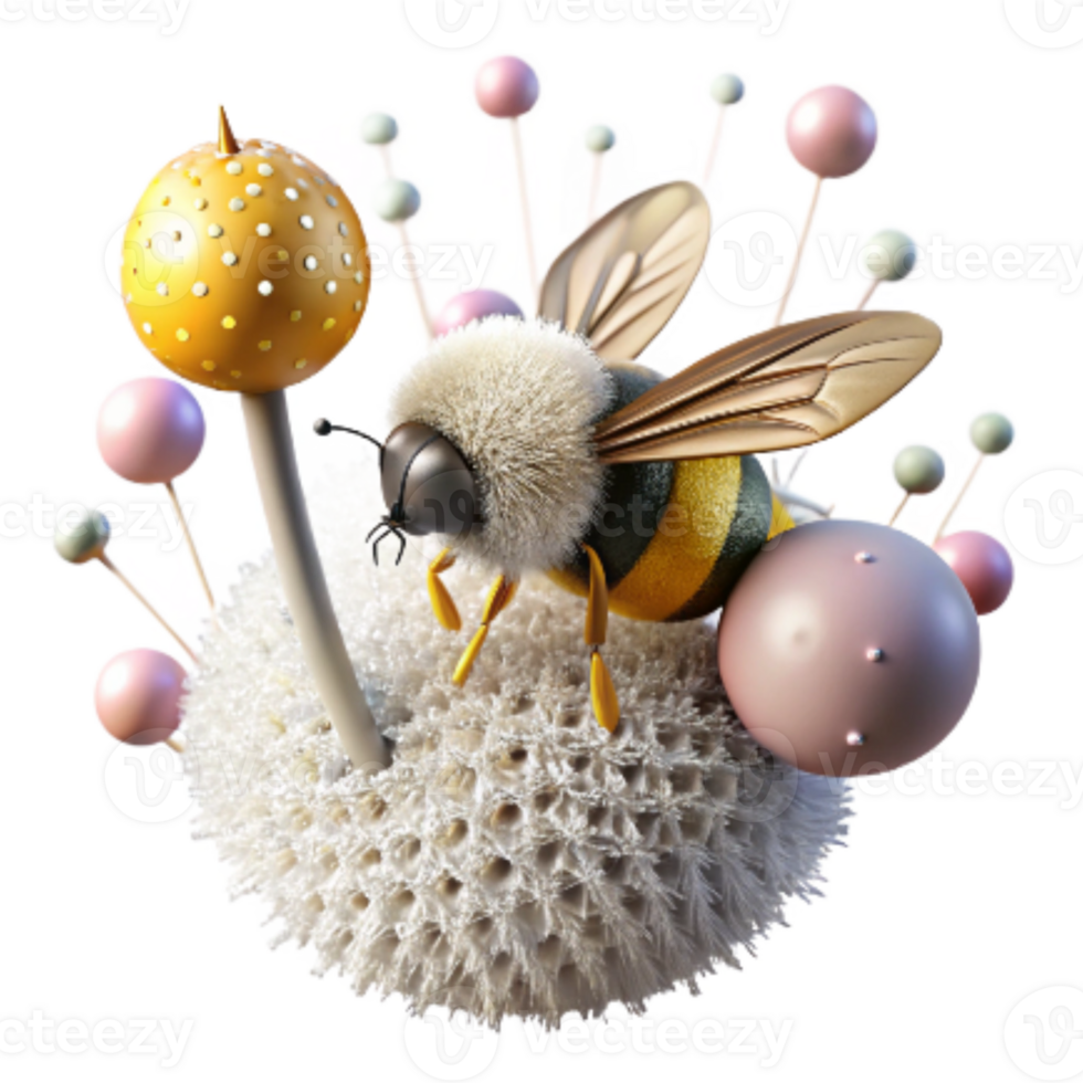 serene creative Detailed View of Bumblebee on Thistle Isolated professional png