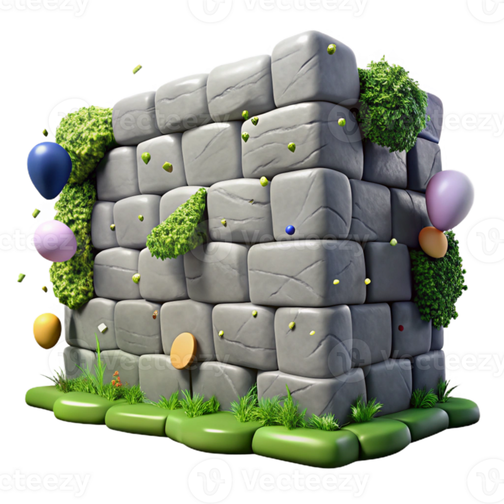 magnificent creative Cool Gray Stone Wall Mossy Texture Isolated authentic png