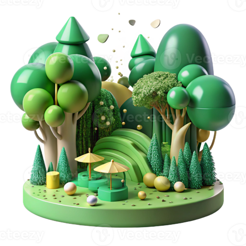 magnificent classic Forest Scene Green Lush Transparent Background detailed png