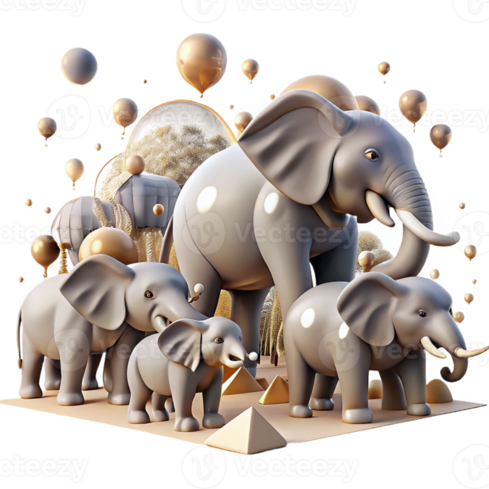 extraordinary minimalist Elephant Herd Migration Dramatic Lighting Cutout original png