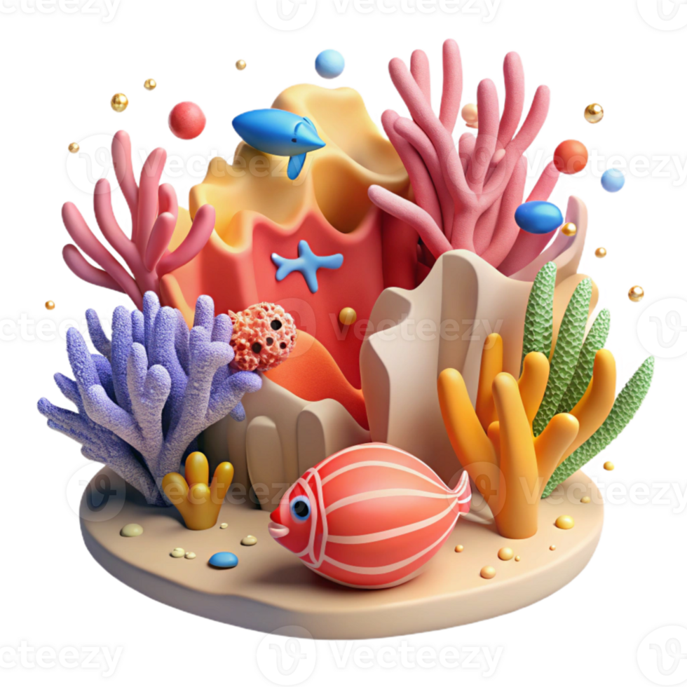 serene rustic Coral Reef Cutout with Diver Silhouette Isolated authentic png