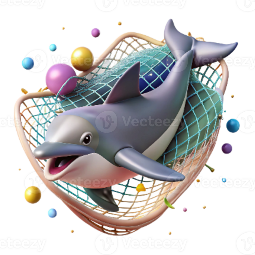 magnificent abstract Dolphin Caught in Net Cutout Underwater View detailed png