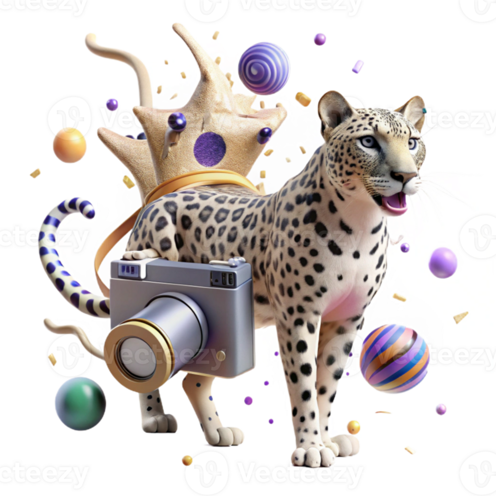 magnificent abstract Ai Driven Camera Observing Leopard Isolated premium png