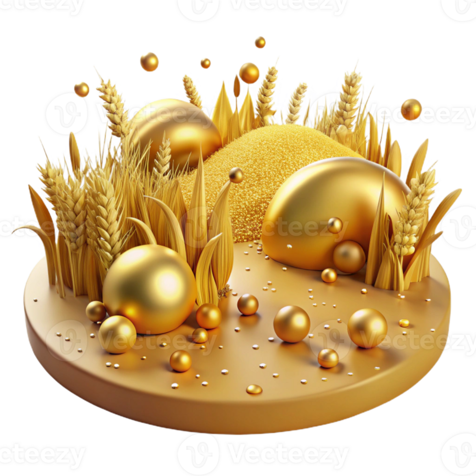 stunning classic Field of Crops Panoramic View with Golden Color Isolated original png