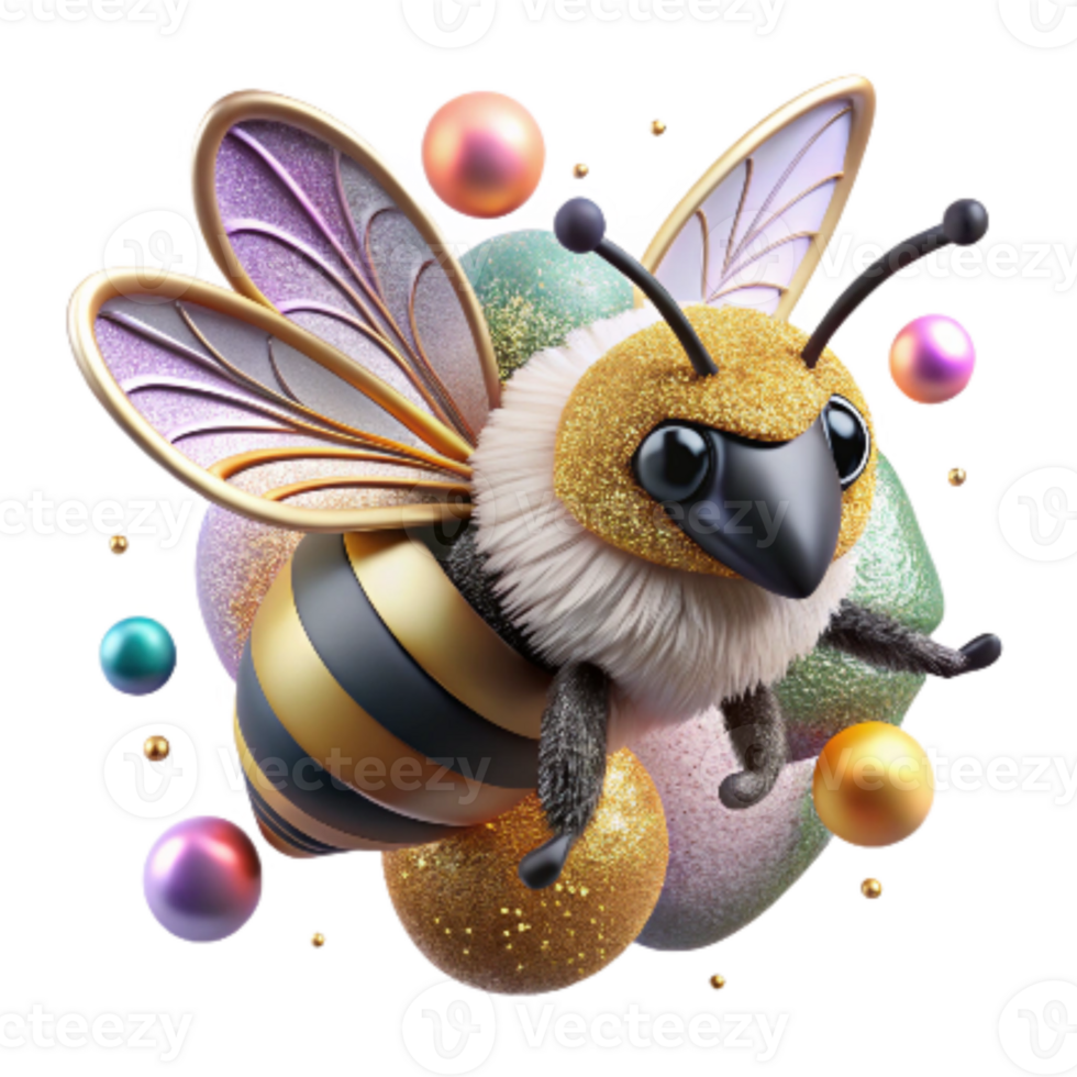 beautiful creative Bumblebee on Wildflower Close Up Isolated authentic png