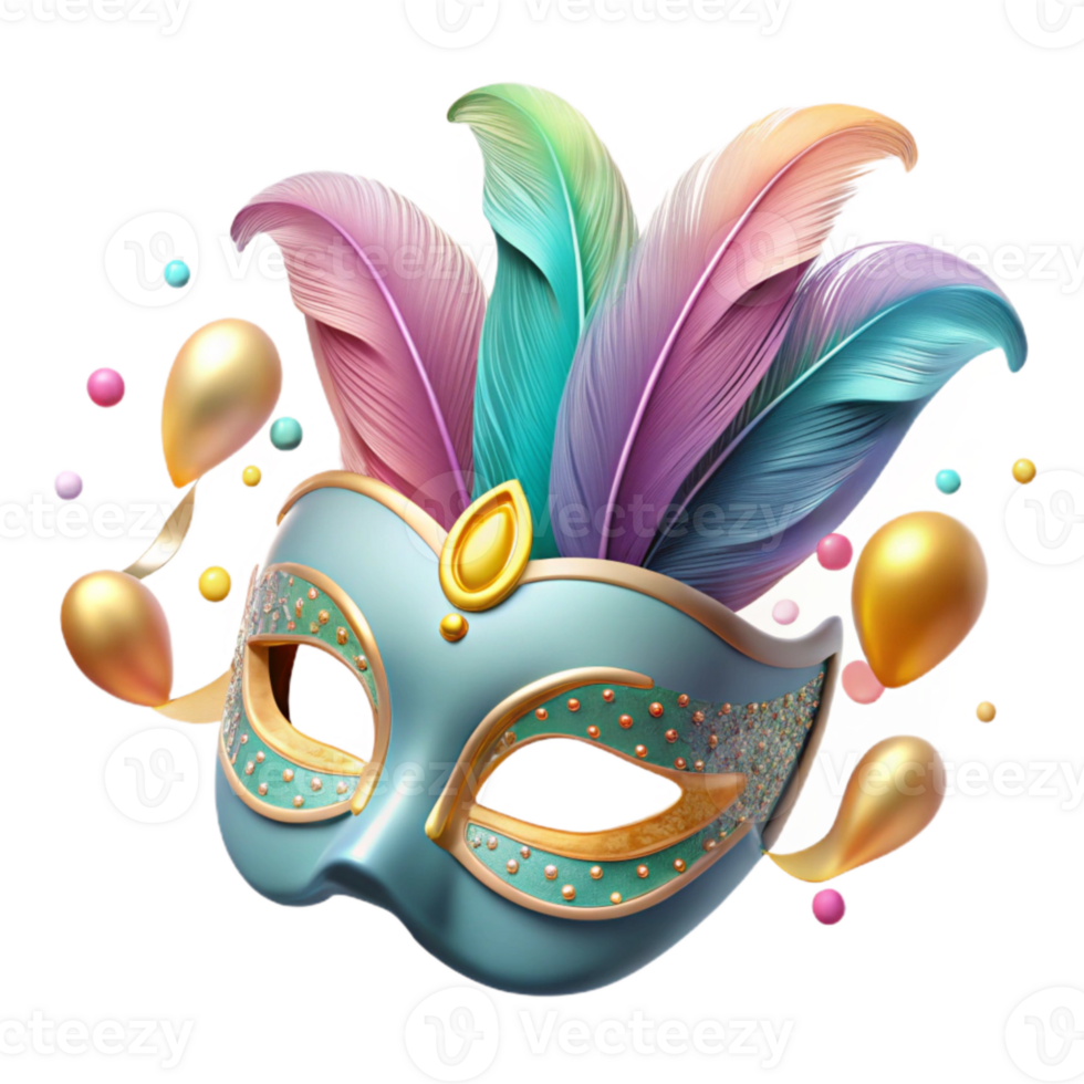 impressive modern Carnival Mask with Feathers Isolated Element detailed png