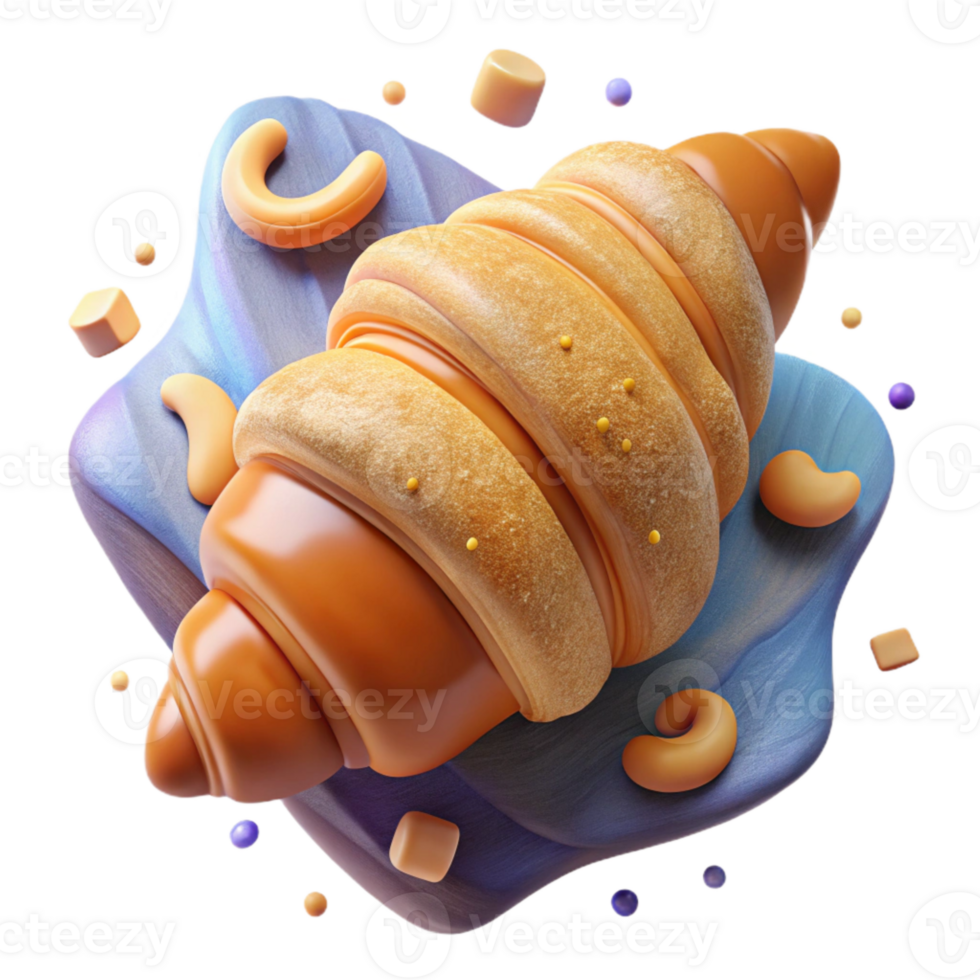 extraordinary artistic Croissant with Flaky Layers Isolated high resolution png